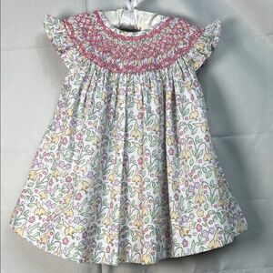 Shop Terra The Kenny smocked pastel floral bishop dress size 24 months NWT